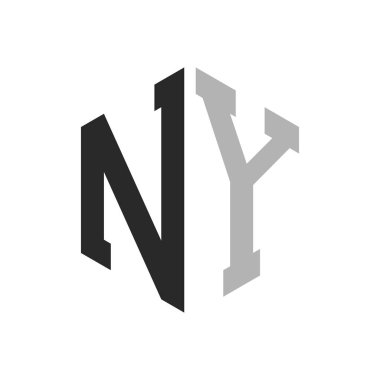 Modern Eşsiz Altıgen Logo Tasarım Şablonu. Zarif NY Harf Logosu Kavramı