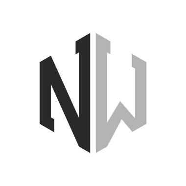 Modern Eşsiz Altıgen Harf NW Logo Tasarım Şablonu. Zarif ilk NW Harf Logosu Kavramı