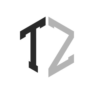 Modern Unique Hexagon Letter TZ Logo Design Template. Elegant initial TZ Letter Logo Concept clipart