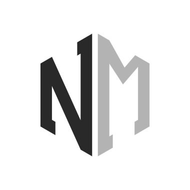 Modern Eşsiz Altıgen Harf NM Logo Tasarım Şablonu. Zarif ilk NM Harf Logosu Kavramı