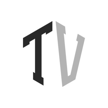 Modern Eşsiz Altıgen TV Logo Tasarım Şablonu. Zarif başlangıç TV Harf Logosu Kavramı