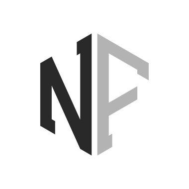 Modern Eşsiz Altıgen Harf NF Logo Tasarım Şablonu. Zarif ilk NF Harf Logosu Kavramı