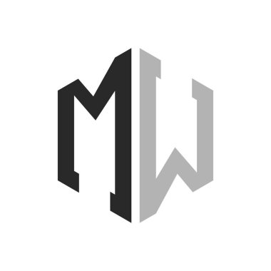 Modern Eşsiz Altıgen Harf MW Logo Tasarım Şablonu. Zarif başlangıç MW Harf Logosu Kavramı