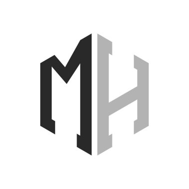 Modern Eşsiz Altıgen Harf MH Logo Tasarım Şablonu. Zarif başlangıç MH Harf Logosu Kavramı