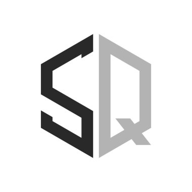 Modern Eşsiz Altıgen Harf SQ Logo Tasarım Şablonu. Zarif ilk SQ Harf Logosu Kavramı