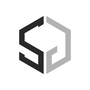 Modern Eşsiz Altıgen Harf SJ Logo Tasarım Şablonu. Zarif başlangıç SJ Harf Logosu Kavramı
