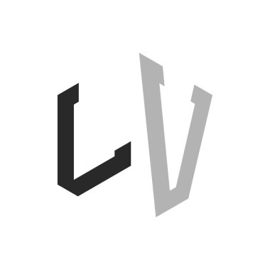 Modern Eşsiz Altıgen LV Logo Tasarım Şablonu. Zarif ilk LV Harf Logosu Kavramı