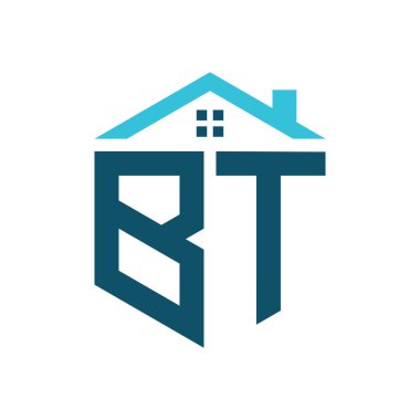 BT House Logo Tasarım Şablonu. Emlak, İnşaat ya da Evle İlgili İşletmeler için B.T. Logosu