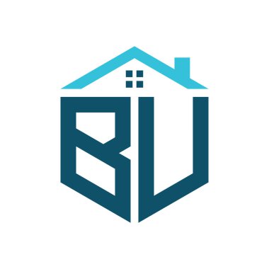 BU House Logo Tasarım Şablonu. BU Emlak, İnşaat Logosu ya da Evle İlgili İşletmeler