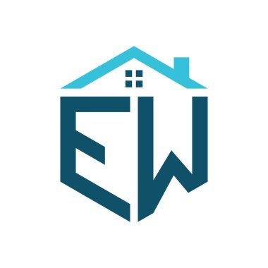 EW House Logo Tasarım Şablonu. Emlak, İnşaat ya da Evle İlgili İşletmeler için EW Logosu