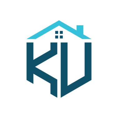 KU Logo Tasarım Şablonu. KU Emlak, İnşaat veya Evle İlgili İşletmeler Logosu