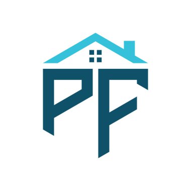 PF House Logo Tasarım Şablonu. Emlak, İnşaat ya da Evle İlgili İşletmeler İçin PF Logosu