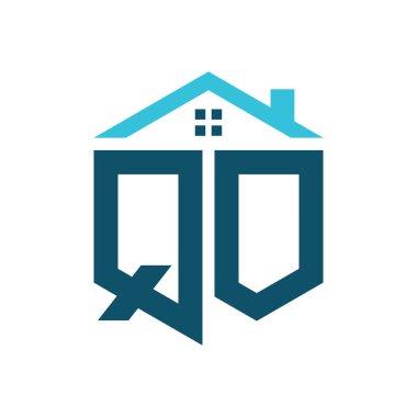 QO Ev Logosu Tasarım Şablonu. Gayrimenkul, inşaat veya herhangi bir Ev İlişkili İşletme için Mektup QO logosu