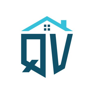 QV House Logo Tasarım Şablonu. Gayrimenkul, inşaat ya da ilgili herhangi bir iş yeri için QV logosu.