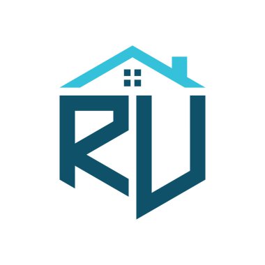 RU Ev Logosu Tasarım Şablonu. RU Emlak, İnşaat veya Evle İlgili İşletmeler Logosu