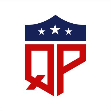 Patriotic QP Logo Design. Letter QP Patriotic American Logo Design for Political Campaign and any USA Event. clipart