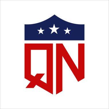 Patriotic QN Logo Design. Letter QN Patriotic American Logo Design for Political Campaign and any USA Event. clipart