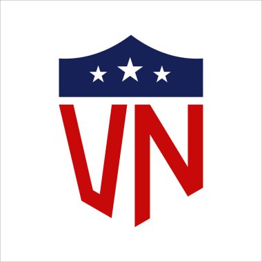 Patriotic VN Logo Design. Letter VN Patriotic American Logo Design for Political Campaign and any USA Event. clipart
