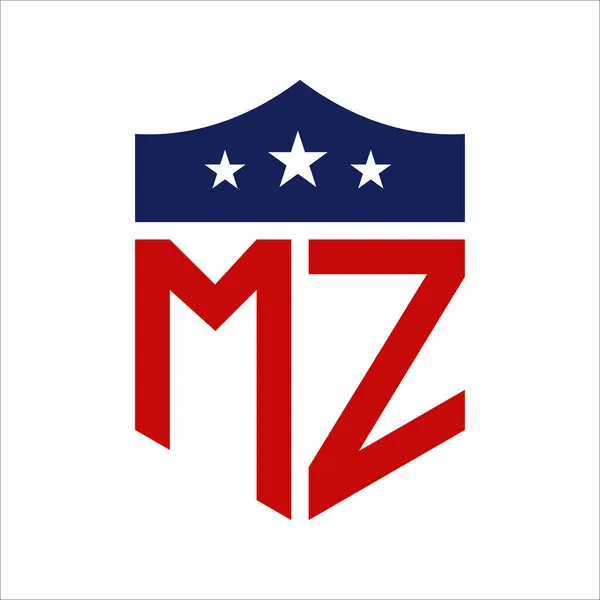 stock vector Patriotic MZ Logo Design. Letter MZ Patriotic American Logo Design for Political Campaign and any USA Event.