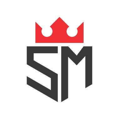 SM Crown Logosu. Harf SM Logo Şablonu Üzerinde Taç
