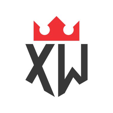 Letter XW Crown Logo. Crown on Letter XW Logo Design Template clipart