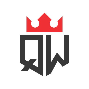 Mektup QW Crown Logosu. Harf QW Logo Tasarım Şablonu Üzerinde Taç