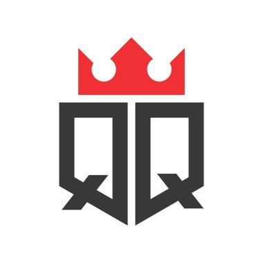 Mektup QQ Crown Logosu. Harf QQ Logo Tasarım Şablonu Üzerinde Taç