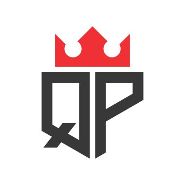 Mektup QP Crown Logosu. Harf QP Logo Tasarım Şablonu Üzerinde Taç