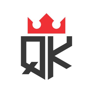Letter QK Crown Logo. Crown on Letter QK Logo Design Template clipart