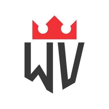 WV Crown Logosu. Crown on Letter WV Logo Tasarım Şablonu
