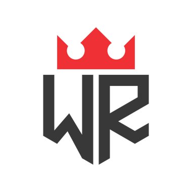 WR Crown Logosu. Harf WR Logo Tasarım Şablonu Üzerinde Taç