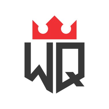 Harf WQ Crown Logosu. Harf WQ Logo Tasarım Şablonu Üzerinde Taç