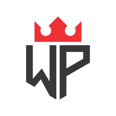 WP Crown Logosu. Harf WP Logo Tasarım Şablonu Üzerinde Taç