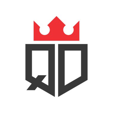 Mektup QD Crown Logosu. Harf QD Logo Tasarım Şablonu Üzerinde Taç