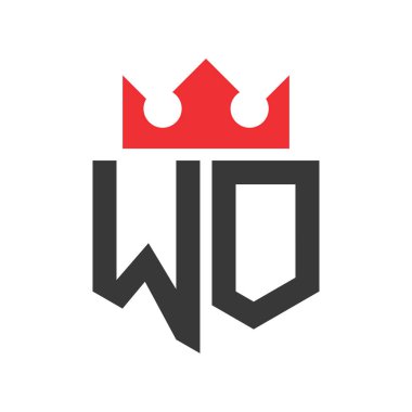 WO Crown Logosu. Crown on Letter WO Logo Tasarım Şablonu