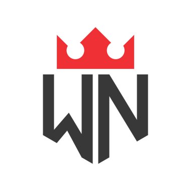 WN Crown Logosu. Crown on Letter WN Logo Tasarım Şablonu