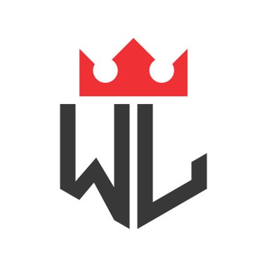 Harf WL Crown Logosu. Harf WL Logo Tasarım Şablonu Üzerinde Taç