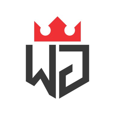 WJ Crown Logosu. WJ Harfi Logo Tasarım Şablonu Üzerinde Taç