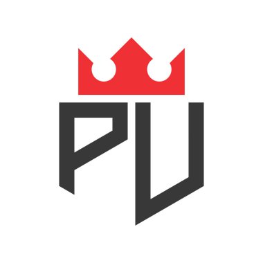 PU Crown Logosu. Harf PU Logo Tasarım Şablonu Üzerine Taç