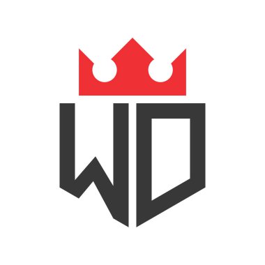 WD Crown Logosu. Harf WD Logo Tasarım Şablonu Üzerinde Taç
