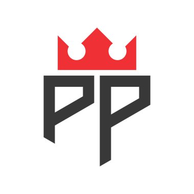 PP Crown Logosu. Harf PP Logo Tasarım Şablonu Üzerinde Taç