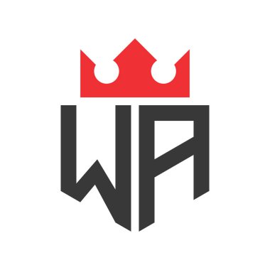 WA Crown Logosu. Crown on Letter WA Logo Tasarım Şablonu
