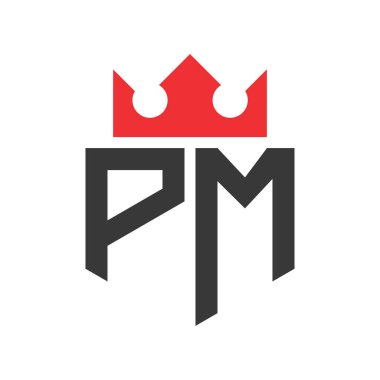 Başbakan Crown Logosu. Crown on Letter PM Logo Tasarım Şablonu