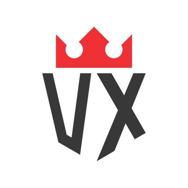 VX Crown Logosu. Harf VX Logo Şablonu Üzerinde Taç