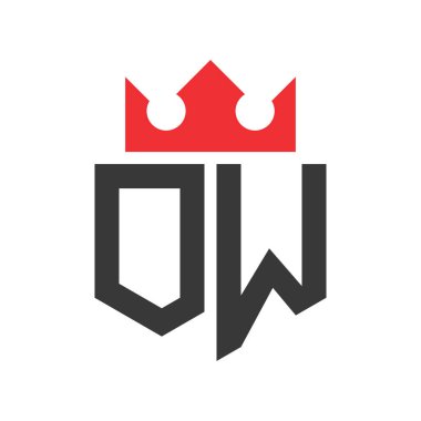 Crown Logosu Mektubu. Crown on Letter OW Logo Tasarım Şablonu