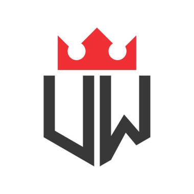 UW Crown Logosu. Crown on Letter UW Logo Tasarım Şablonu
