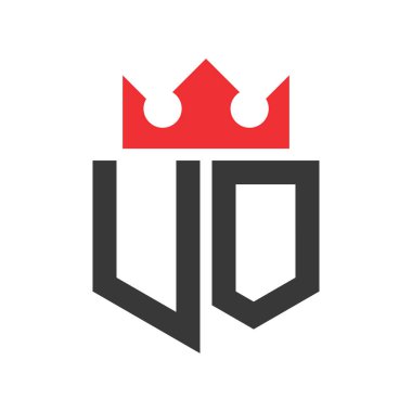 UO Crown Logosu. Harf UO Logo Tasarım Şablonu Üzerinde Taç