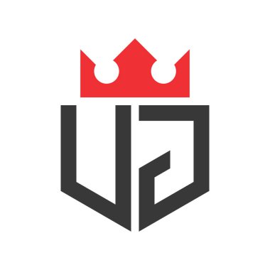 UJ Crown Logosu. Crown on Letter UJ Logo Tasarım Şablonu