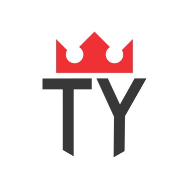 Letter TY Crown Logo. Crown on Letter TY Logo Design Template clipart