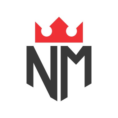 NM Crown Logosu. Crown on Letter NM Logo Tasarım Şablonu